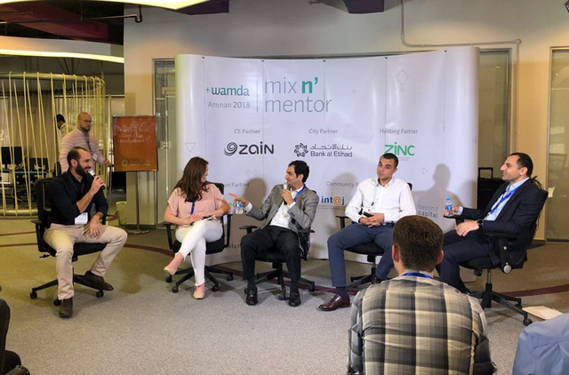 Entrepreneurs and business experts exchange ideas during the 'Mix N’ Mentor 2018' event at ZINC on Thursday  (Photo courtesy of Endeavour Jordan)