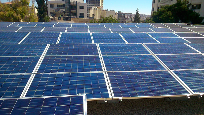 Solar panels installed on the rooftop of the Water Ministry in Shmeisani  (Photo courtesy of Water Ministry)
