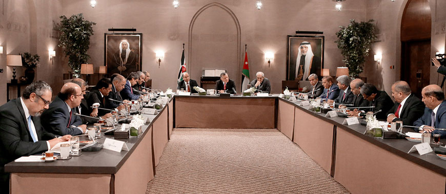 His Majesty King Abdullah meets with governors in Amman on Tuesday (Photo courtesy of Royal Court)