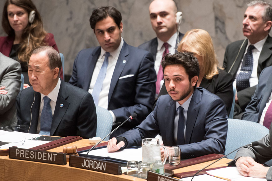  HRH Crown Prince Hussein chairs the UN Security Council open debate on the 'the role of youth in countering violent extremism and promoting peace' on April 23 (Photo courtesy of UN)