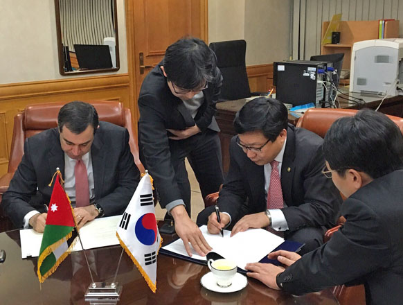 Planning and International Cooperation Minister Imad Fakhoury signs a bilateral agreement in South Korea this week (Photo courtesy of Planning and International Cooperation Ministry)