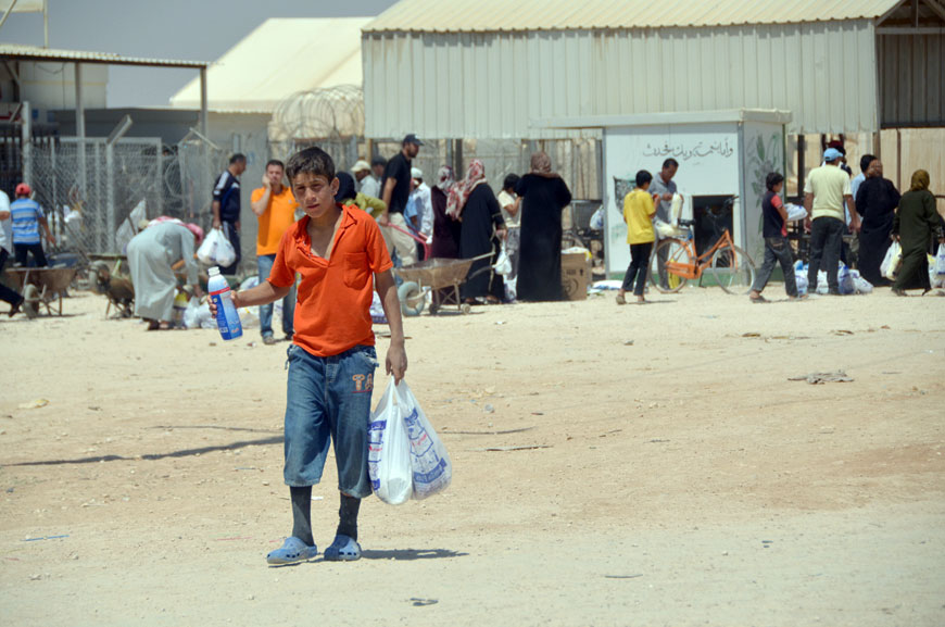 Refugees are seen at the Zaatari camp in this photo taken earlier this year. The camp, some 90km northeast of Amman, is currently home to 79,253 (File photo)