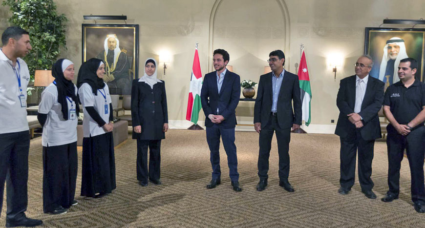 HRH Crown Prince Hussein talks to graduates of a training programme in sports  therapy in Amman on Saturday (Photo courtesy of Royal Court)
