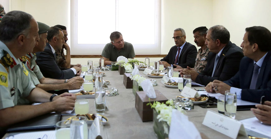 His Majesty King Abdullah meets with stakeholders as he launches the services of the Air Ambulance Centre on Thursday in Amman (Photo courtesy of Royal Court)