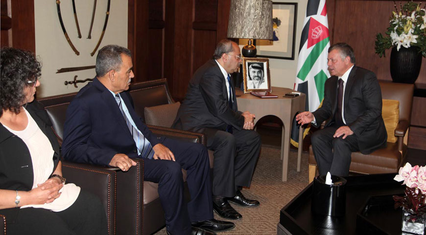  His Majesty King Abdullah on Sunday meets with Arab members of the Knesset, in Amman on Sunday (Photo courtesy of Royal Court)