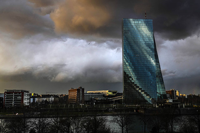 This file photo taken on March 11, 2021 shows the headquarters of the European Central Bank in Frankfurt am Main, western Germany. (AFP photo) 