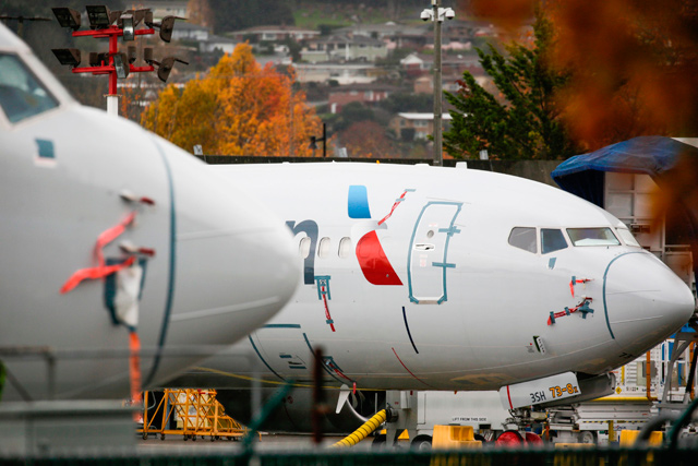 Boeing 737 MAX airliners with American Airlines markings are pictured on the ramp at Renton Airport adjacent to the Boeing Renton Factory in Renton, Washington, on November 10 (AFP photo)