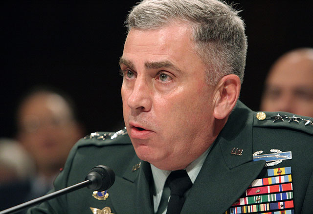 Newly assigned US Ambassador to Saudi Arabia US Army General John Abizaid, Commander of US Central Command, answers questions during a hearing of the Senate Armed Services Committee on Capitol Hill in Washington, DC, on August 2, 2006  (AFP file photo)