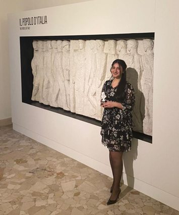 Jordanian artist Donia Baqaen won the ‘International Art Prize Leonardo Da Vinci: The Universal Artist’ during a ceremony held at the Leonardo Da Vinci National Museum of Science and technology in Milan, Italy, on April 5 (Photo courtesy of Donia Baqaen)
