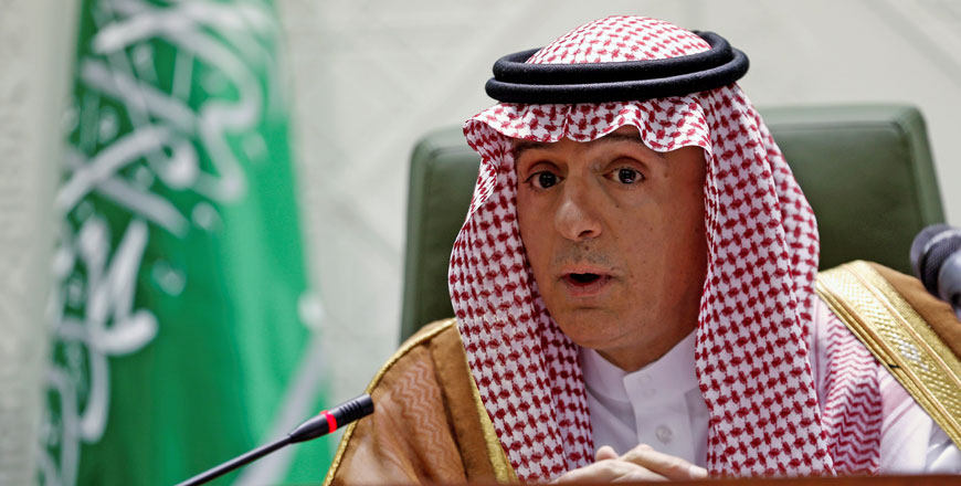 Saudi Arabia’s Foreign Minister Adel Al Jubeir speaks during a news conference in Riyadh, Saudi Arabia, on Wednesday (Reuters photos)