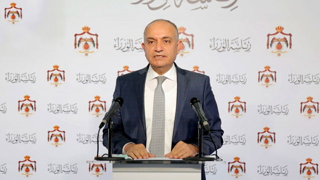 Minister of State for Media Affairs Amjad Adaileh speaks during a press briefing at the Prime Ministry on Wednesday (Petra photo)