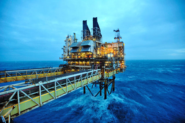 This photo taken on February 23, 2014 shows the BP ETAP (Eastern Trough Area Project) oil platform in the North Sea, around 160 km east of Aberdeen, Scotland (AFP photo)