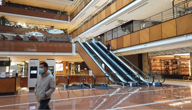This frame grab from AFPTV video footage shows an inside view of a shopping mall in Beijing on Tuesday (AFP photo)