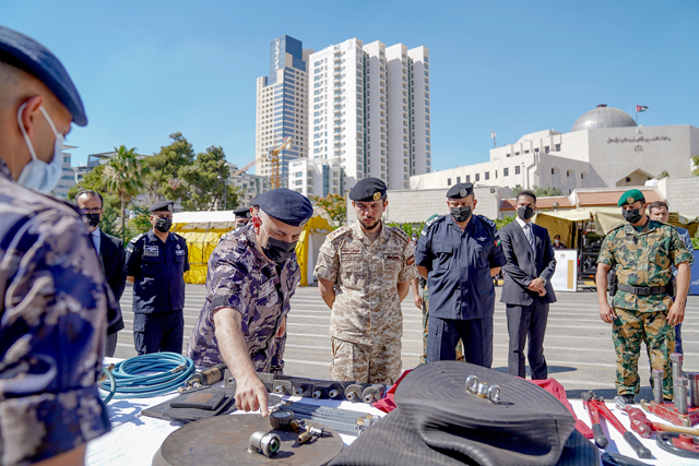HRH Crown Prince Hussein, the Regent, visits the Civil Defence Department on Thursday (Photo courtesy of Royal Court)