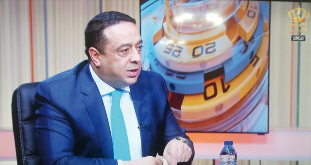 In this image grab, Minister of State for Prime Ministry Affairs Sami Daoud is seen speaking during an interview on the Jordanian Television programme ‘Sixty Minutes’, aired on Friday (Petra photo)