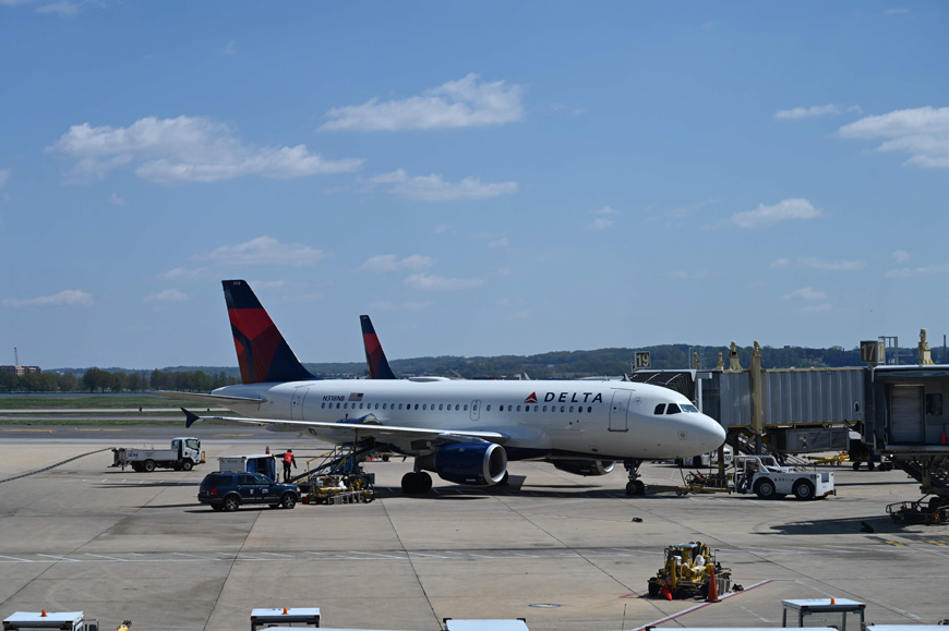 A Delta Airlines aircraft is seen at gate at Washington National Airport on April 11, in Arlington, Virginia (AFP file photo)