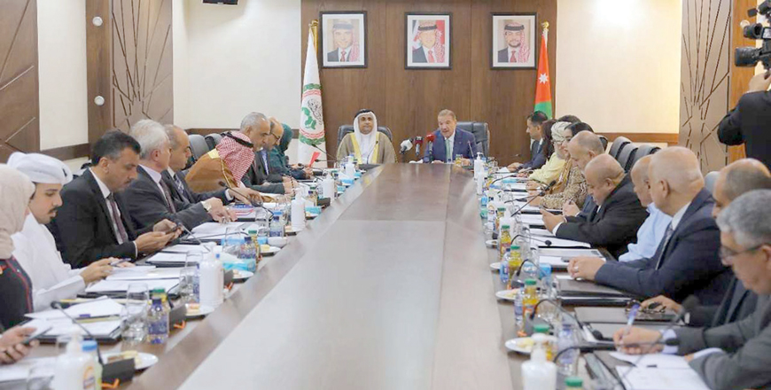 Lower House Speaker Abdulkarim Dughmi, in the presence of Arab Parliament Speaker Adel Assoumi, inaugurates the headquarters of the high-level parliamentary action group for science and technology on Monday  (Petra photo)