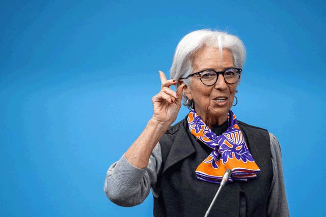 European Central Bank President Christine Lagarde delivers a speech at WTO headquaters in Geneva, on Wednesday (AFP photo)