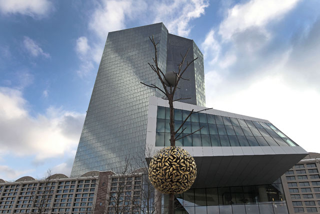 This file photo taken on December 13, 2018, shows, the headquarters of the European Central Bank in Frankfurt am Main, western Germany (AFP photo)