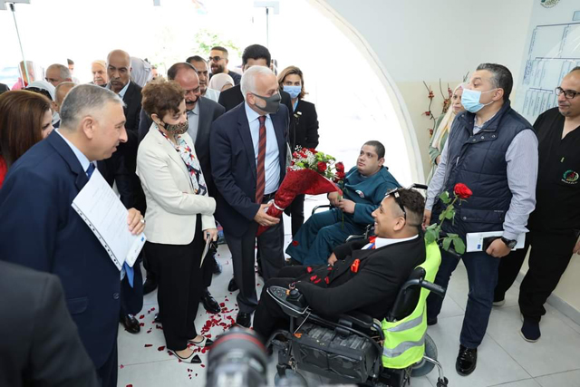 Minister of Social Development Ayman Mufleh and EU Ambassador to Jordan Maria Hadjitheodosiou during the inauguration of the Jerash Care Centre for Rehabilitation of Persons with Disabilities on Tuesday (Photo courtesy of EU in Jordan Facebook page)