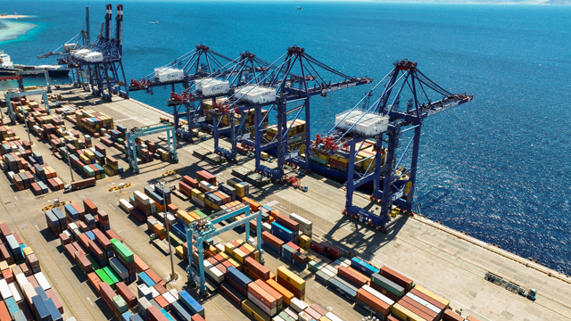 The Department of Statistics says that total exports in January value JD703 million, including JD635 million in local exports and JD68 million in re-exports (Photo courtesy of Aqaba Container Terminals)