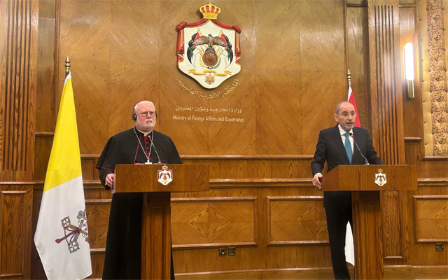 Deputy Prime Minister and Foreign Affairs Minister Ayman Safadi on Monday meets with Vatican Secretary for Relations with States Richard Gallagher (Photo By Maria Weldali)