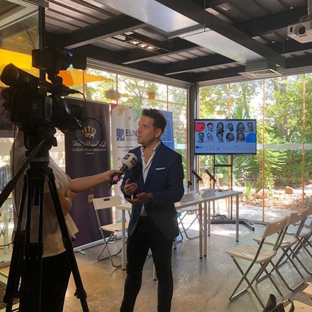 EUD Programme Manager for Communication, Visibility and Culture Goncalo Guedes is seen during a press conference on Monday (Photo courtesy of European Film Festival Jordan Facebook page)