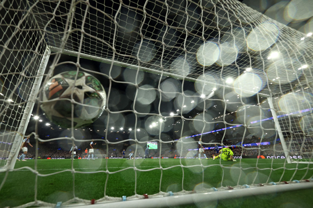 Aston Villa's Argentinian goalkeeper #23 Emiliano Martinez reacts after conceding a second goal during the UEFA Champions League quarter-final second-leg football match between Aston Villa and Paris Saint-Germain at Villa Park in Birmingham, central England, on Tuesday (AFP photo)