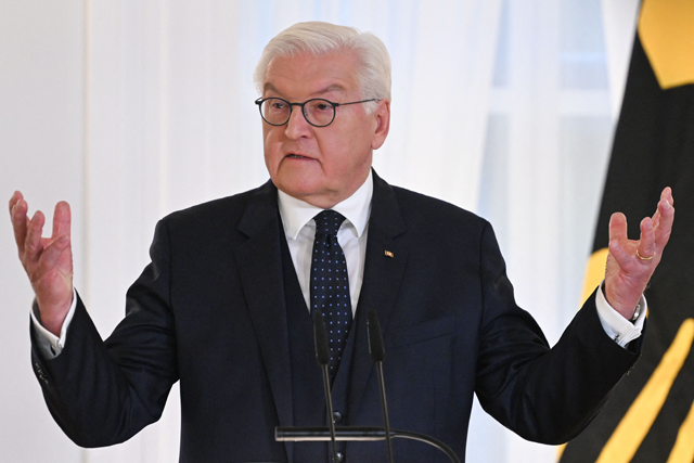 German President Frank-Walter Steinmeier speaks at the presidential Bellevue Palace in Berlin on November 7, 2024 (AFP photo)