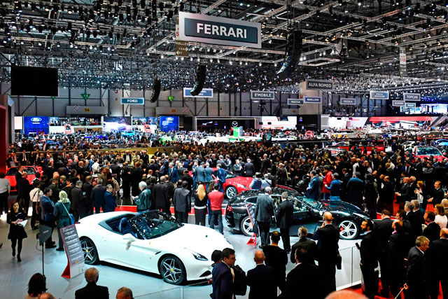 The photo taken, on March 7, 2017 in Geneva, shows a general view during the first press day of the 87th Geneva International Motor Show  (AFP photo )