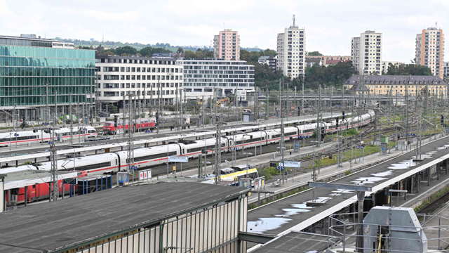 Trains approach Stuttgart main station in Stuttgart, southwestern Germany, on Friday (AFP photo)