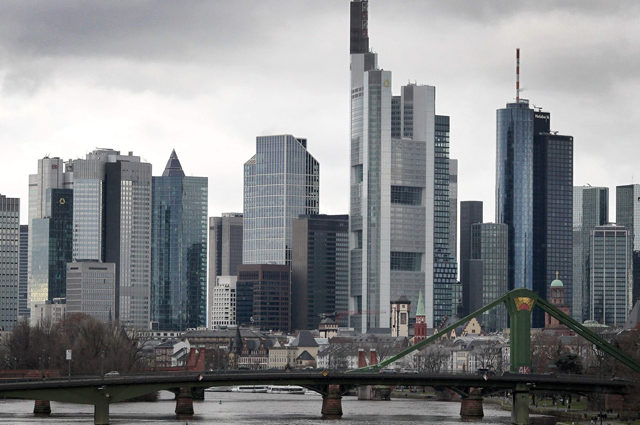 The skyline of Frankfurt am Main, western Germany, with the Main Tower with Helaba's head office and the Commerzbank Tower on December 29, 2020 (AFP file photo)