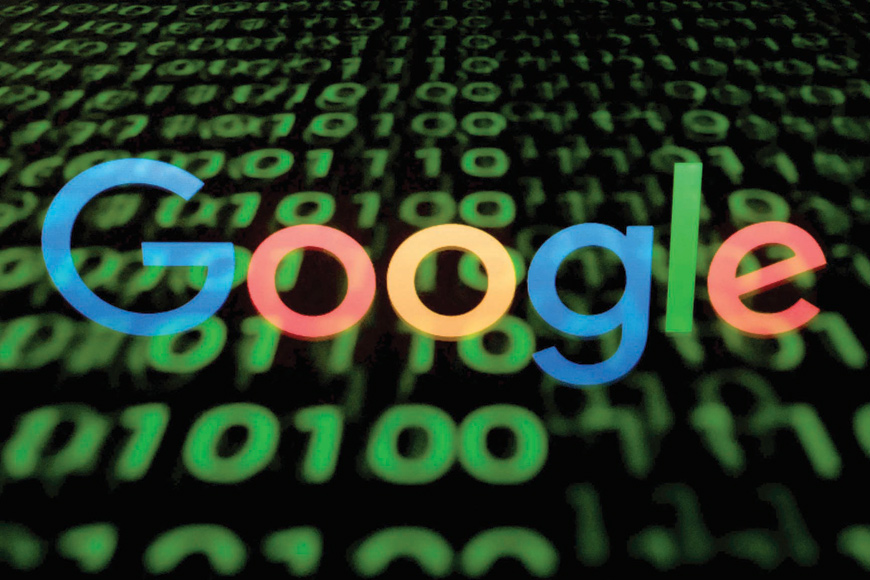 This file photo taken in Paris on April 29, 2018 shows the Google logo displayed on a screen and reflected on a tablet (AFP photo)