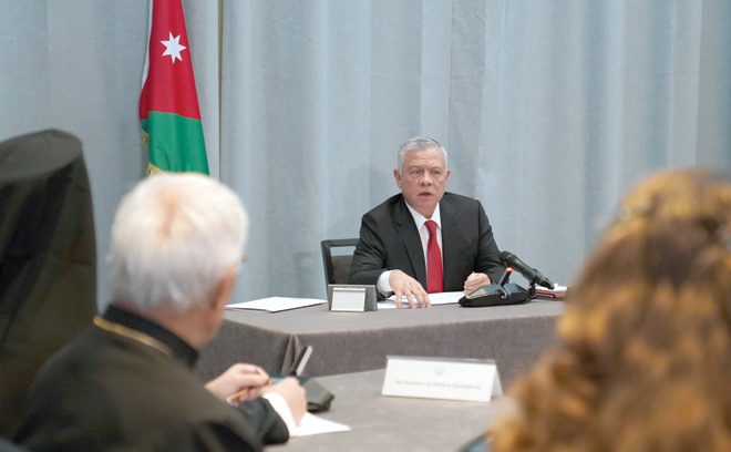 His Majesty King Abdullah meets with a number of Christian leaders in New York on Monday (Photo courtesy of Royal Court)