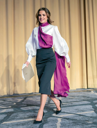 Her Majesty Queen Rania arrives to deliver the keynote speech at the National Prayer Breakfast International Luncheon, Washington, DC, February 2, 2023  (Photo courtesy of Her Majesty’s office)