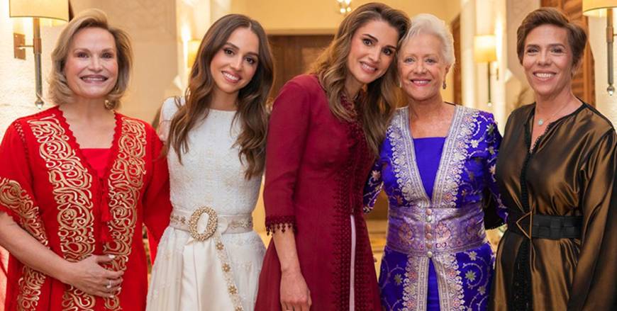 In celebration of HRH Princess Iman bint Abdullah and Mr Jameel Alexander Thermiotis’ upcoming wedding, Her Majesty Queen Rania held a henna party in honour of the Princess at Al Husseiniya Palace on Tuesday (Photo courtesy of Royal Court)