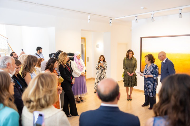 Her Majesty Queen Rania during the inauguration of the Wijdan Art Space building at the Jordan National Gallery of Fine Arts Park in Jabal Al Weibdeh on Tuesday (Photo courtesy of Her Majesty’s office)