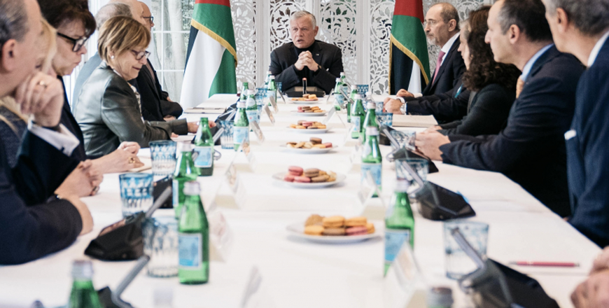 His Majesty King Abdullah meets with representatives of international and US Jewish organisations in Washington, DC, on Thursday (Photo courtesy of Royal Court)