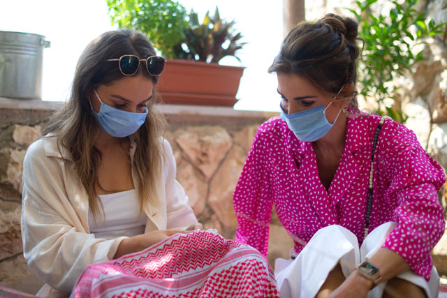 Her Majesty Queen Rania, accompanied by HRH Princess Iman, visits the village of Umm Qais in the governorate of Irbid, on Monday (Photos courtesy of Royal Court)