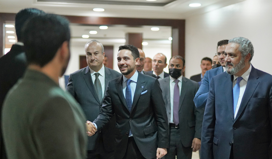 HRH Crown Prince Hussein visits the Jordan Radio and Television Corporation on Tuesday (Photo courtesy of Royal Court)