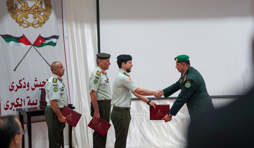 Deputising for His Majesty King Abdullah, the Supreme Commander of the Jordan Armed Forces-Arab Army, HRH Crown Prince Hussein attends a graduation ceremony at the Royal Jordanian National Defence College (Photo courtesy of Royal Court)