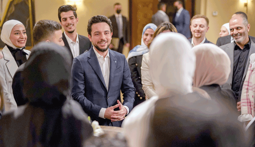 HRH Crown Prince Hussein on Sunday hosted an iftar at Al Husseiniya Palace for a group of young participants in the Hussein Fellowship Programme, a Crown Prince Foundation (CPF) programme that trains young leaders and hones their skills (Photo courtesy of Royal Court)
