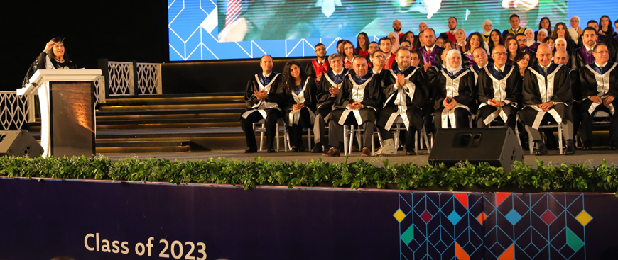 HRH Princess Sumaya speaks during the graduation of ceremony of the 29th class of students of Princess Sumaya University for Technology  (Photo courtesy of PSUT)
