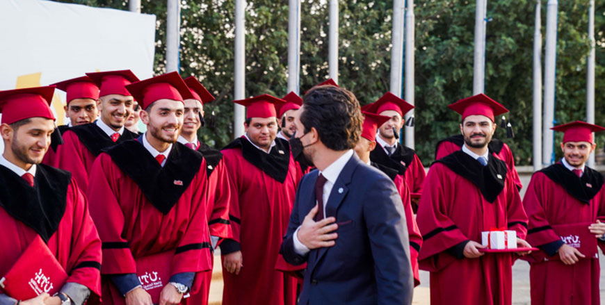 HRH Crown Prince Hussein attends the graduation of the first class of Al Hussein Technical University, held at the Cultural Palace, on Wednesday (Photo courtesy of Royal Court)