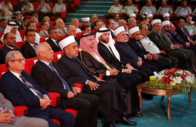 Deputising for His Majesty King Abdullah, HRH Prince Hashem attends the second session of the 83rd Hashemite Scientific Councils at the Conference Hall in the Islamic Cultural Centre affiliated with the King Abdullah I Mosque in Amman on Friday (Petra photo)