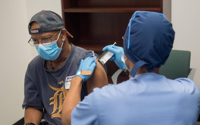 In this image courtesy of the Henry Ford Health System, a volunteer is given the Moderna vaccine on August 5, 2020, in Detroit, Michigan (AFP photo)