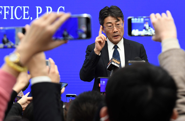 Director of the Chinese Centre for Disease Control and Prevention Gao Fu speaks during a State Council Information Office press conference in Beijing, on Sunday  (AFP photo)