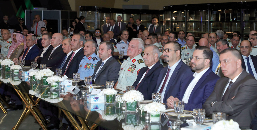 Chairman of the Joint Chiefs of Staff Maj. Gen. Yousef Huneiti and guests during an event organised by the Jordan Design and Development Bureau (JODDB) marking a century of referring to the Jordanian army as the Arab Army (Petra photo)