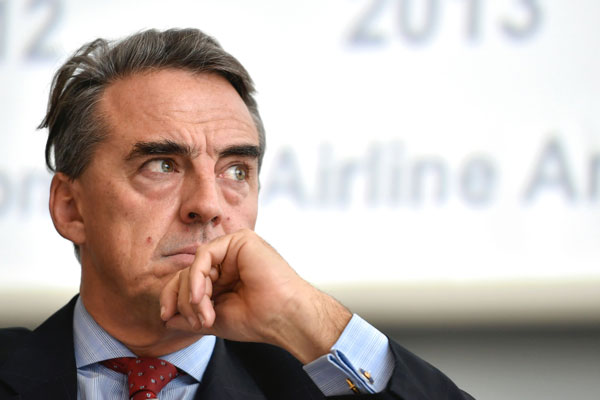IATA Director General and CEO Alexandre de Juniac looks on during the IATA Media Day 2016 in Geneva on Thursday (AFP photo)