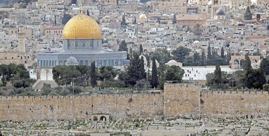 A photograph taken from the Mount of Olives on Tuesday shows a general view of the Old City of Jerusalem and the Dome of the Rock  (AFP file photo)
